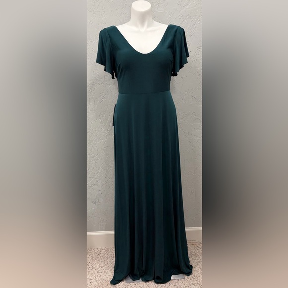 Azazie Dresses & Skirts - Azazie Micayla Pine Green Bridesmaid Dress A16 | Flutter Sleeve Formal Maxi